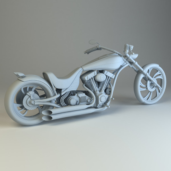 custom chopper 3d max - Custom Chopper by platinum3dmodels